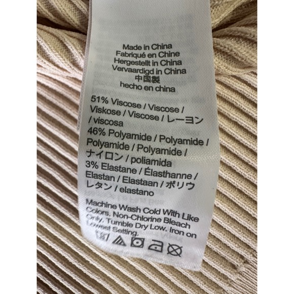 J.Crew Women's Ribbed Knit Long Sleeve Top Beige Crewneck Sweater M Medium - Picture 7 of 9